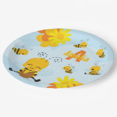 Niedlich Happy Bumble Bee mit Blume Kleines Kind Pappteller (Schrägansicht)