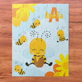 Niedlich Happy Bumble Bee mit Blume Kleines Kind Puzzle