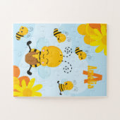 Niedlich Happy Bumble Bee mit Blume Kleines Kind Puzzle (Horizontal)