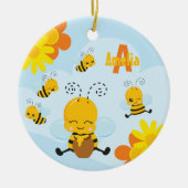 Niedlich Happy Bumble Bee mit Blume Weihnachten Keramik Ornament (Vorne)