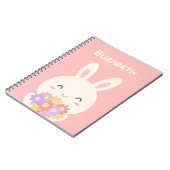 Niedlich Happy Bunny und Blume Pink Notizblock (Linke Seite)