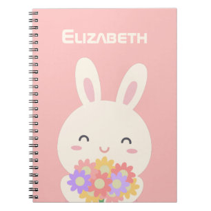 Niedlich Happy Bunny und Blume Pink Notizblock
