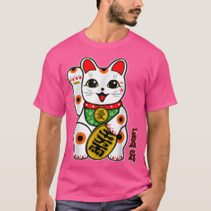 Niedlich Happy Calico White Lucky Cat Maneki-Neko T-Shirt