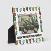 Niedlich Happy Camper Big RV Coach Motorhome Fotoplatte (Vorderseite)