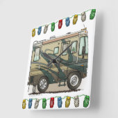 Niedlich Happy Camper Big RV Coach Motorhome Quadratische Wanduhr (Winkel)