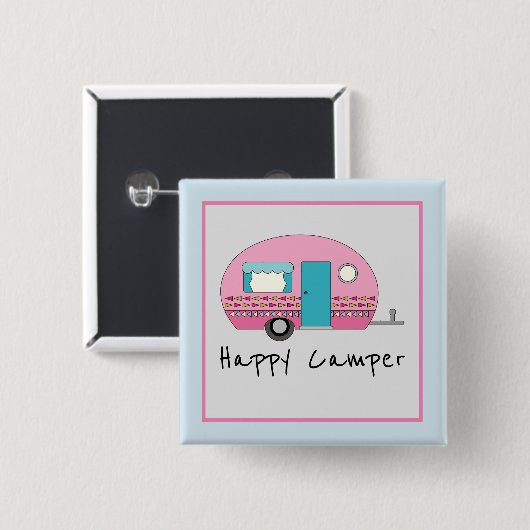 Niedlich Happy Camper Pink RV Button (Vorne & Hinten)