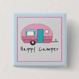 Niedlich Happy Camper Pink RV Button
