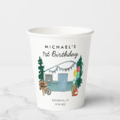 Niedlich Happy Camper Van Trees Camping 1. Geburts Pappbecher (Rückseite)