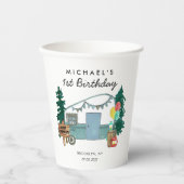 Niedlich Happy Camper Van Trees Camping 1. Geburts Pappbecher (Vorderseite)