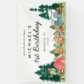 Niedlich Happy Camper Van Trees Camping Kindergebu Banner (Vertikal)