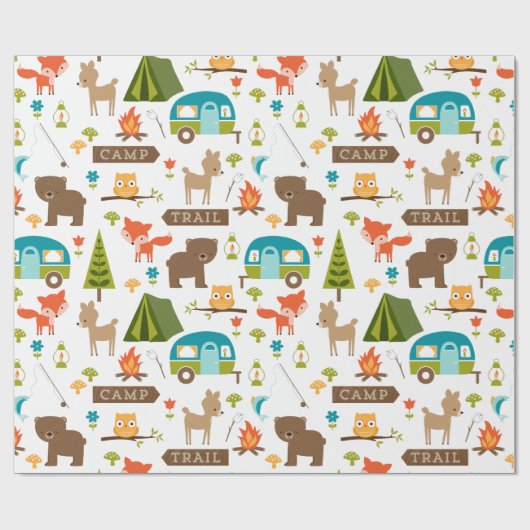 Niedlich Happy Campers Woodland Muster Geschenkpapier (Flach)
