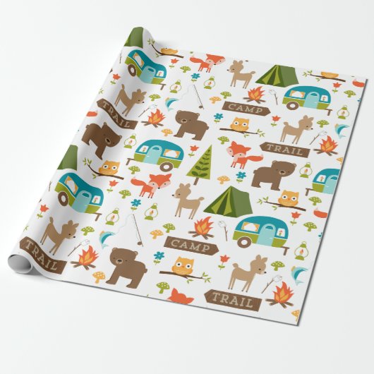 Niedlich Happy Campers Woodland Muster Geschenkpapier (Ungerollt)