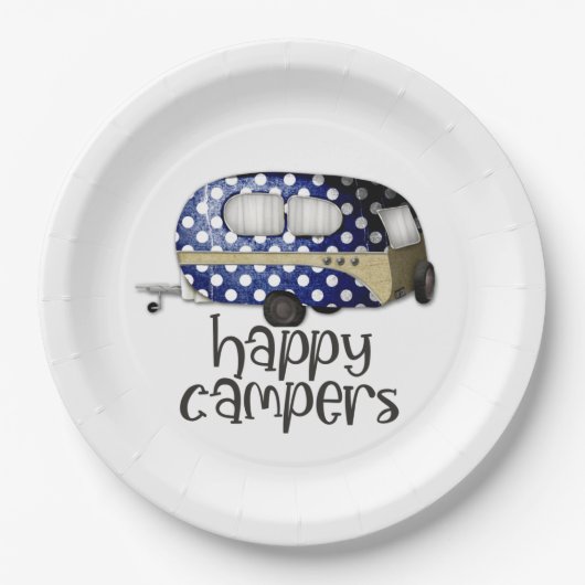 niedlich Happy Campers Word Art Party Pappteller (Vorderseite)