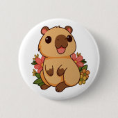 Niedlich Happy Capybara Zeichnend Button (Vorderseite)