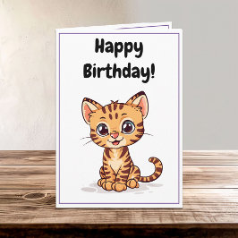 Niedlich Happy Cartoon Bengalisch Cat Kitten Gebur Karte
