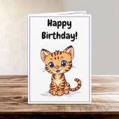 Niedlich Happy Cartoon Bengalisch Cat Kitten Gebur Karte