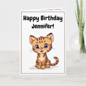 Niedlich Happy Cartoon Bengalisch Katzenkitte Gebu Karte (Vorderseite)