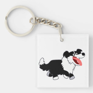 Niedlich Happy Cartoon Border Collie Acrylic Schlü Schlüsselanhänger