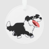 Niedlich Happy Cartoon Border Collie Akryllische O Ornament (Rückseite)