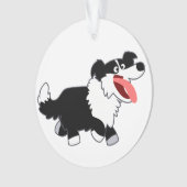 Niedlich Happy Cartoon Border Collie Akryllische O Ornament (Vorderseite)