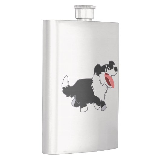 Niedlich Happy Cartoon Border Collie Classic Flask Flachmann (Rechts)