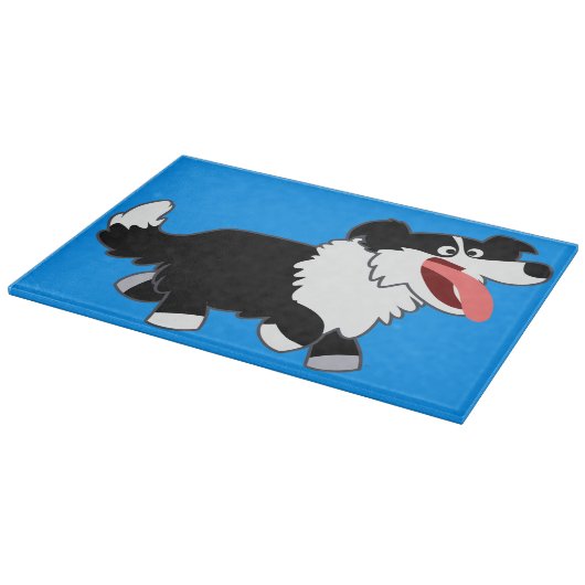 Niedlich Happy Cartoon Border Collie Cutting Board Schneidebrett (Ecke)