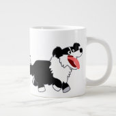 Niedlich Happy Cartoon Border Collie Jumbo Tasse (Rechts)
