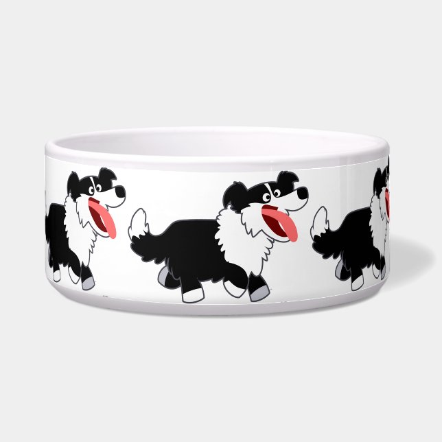 Niedlich Happy Cartoon Border Collie Pet Bowl Napf (Vorderseite)