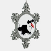 Niedlich Happy Cartoon Border Collie Pewter Orname Schneeflocken Zinn-Ornament (Links)