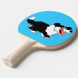 Niedlich Happy Cartoon Border Collie Ping Pong Pad Tischtennis Schläger