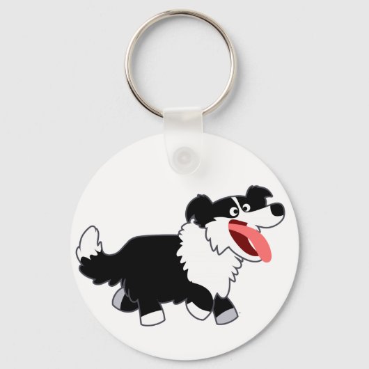Niedlich Happy Cartoon Border Collie Schlüsselanhä Schlüsselanhänger (Vorderseite)