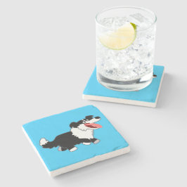 Niedlich Happy Cartoon Border Collie Stone Unterse Steinuntersetzer