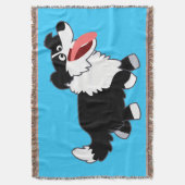 Niedlich Happy Cartoon Border Collie Throw Blanket Decke (Vorderseite Vertikal)