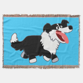 Niedlich Happy Cartoon Border Collie Throw Blanket Decke