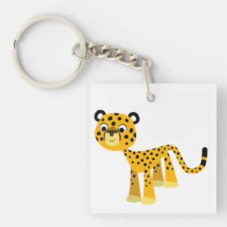 Niedlich Happy Cartoon Cheetah Acrylic Schlüsselan Schlüsselanhänger