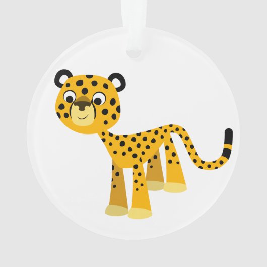 Niedlich Happy Cartoon Cheetah Akryler Ornament (Rückseite)