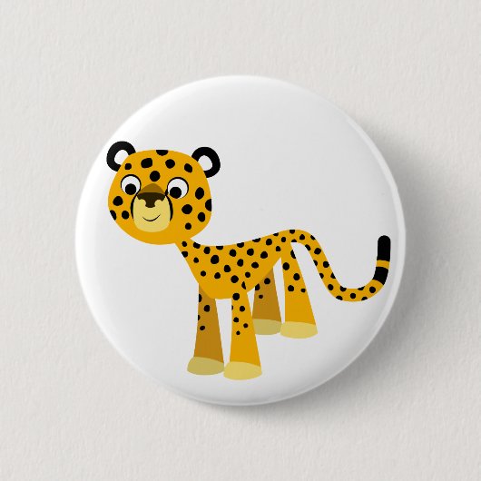 Niedlich Happy Cartoon Cheetah Button Abzeichen (Vorderseite)
