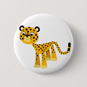 Niedlich Happy Cartoon Cheetah Button Abzeichen