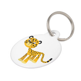 Niedlich Happy Cartoon Cheetah Dog Tag Tiermarke