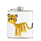 Niedlich Happy Cartoon Cheetah Hip Flask Flachmann (Vorderseite)