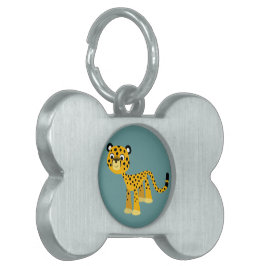 Niedlich Happy Cartoon Cheetah Pet Tag Tiermarke