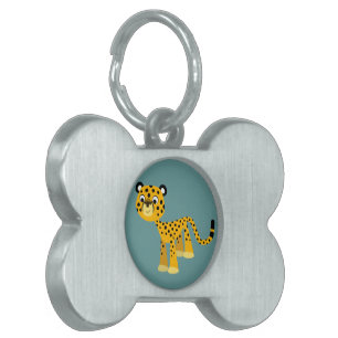Niedlich Happy Cartoon Cheetah Pet Tag Tiermarke