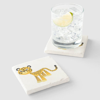 Niedlich Happy Cartoon Cheetah Stone Untersetzer