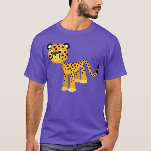 Niedlich Happy Cartoon Cheetah T - Shirt (Vorderseite)