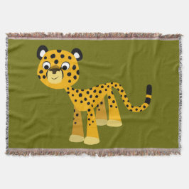 Niedlich Happy Cartoon Cheetah Throw Blanket Decke