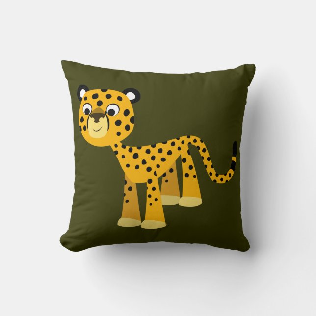 Niedlich Happy Cartoon Cheetah Throw Kissen (Vorderseite)
