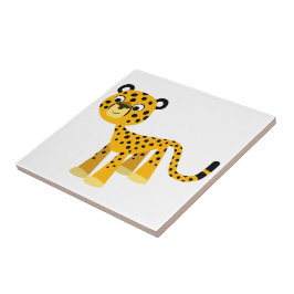 Niedlich Happy Cartoon Cheetah Tile Fliese