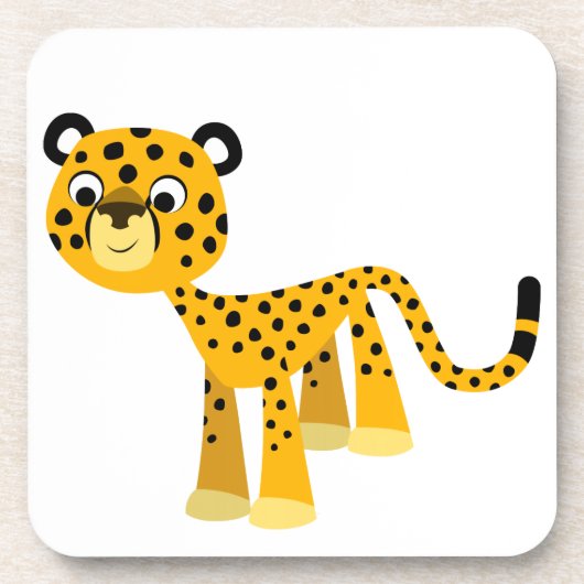 Niedlich Happy Cartoon Cheetah Untersetzer Set (Vorderseite)
