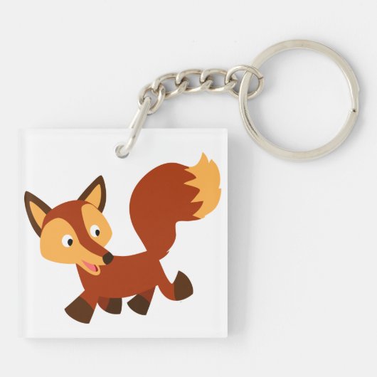 Niedlich Happy Cartoon Fox Acrylic Schlüsselanhäng Schlüsselanhänger (Rückseite)