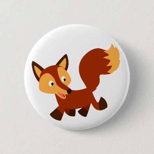 Niedlich Happy Cartoon Fox Button Abzeichen (Vorderseite)